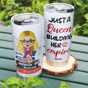 Just A Queen Building Her Empire, Personalized Girl Boss Tumbler, Gift for Girls - Tumbler Cup - GoDuckee