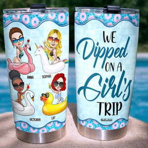 We Dipped On A Girl's Trip Personalized Summer Friends Tumbler Cup , Gift For Friends - Tumbler Cup - GoDuckee