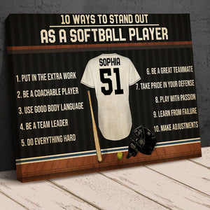 Personalized Softball Uniform Poster - 10 Ways To Stand Out As A Softball Player - Retro - Poster & Canvas - GoDuckee