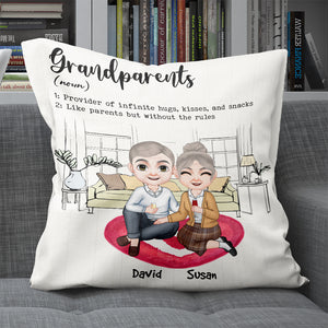 Grandparents Noun, Old Couple Drinking Pillow - Pillow - GoDuckee