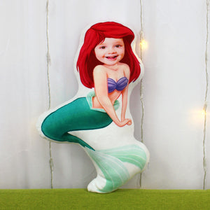Little Mermaid Girl Custom Face Photo Pillow Gift For Little Daughter - Pillow - GoDuckee