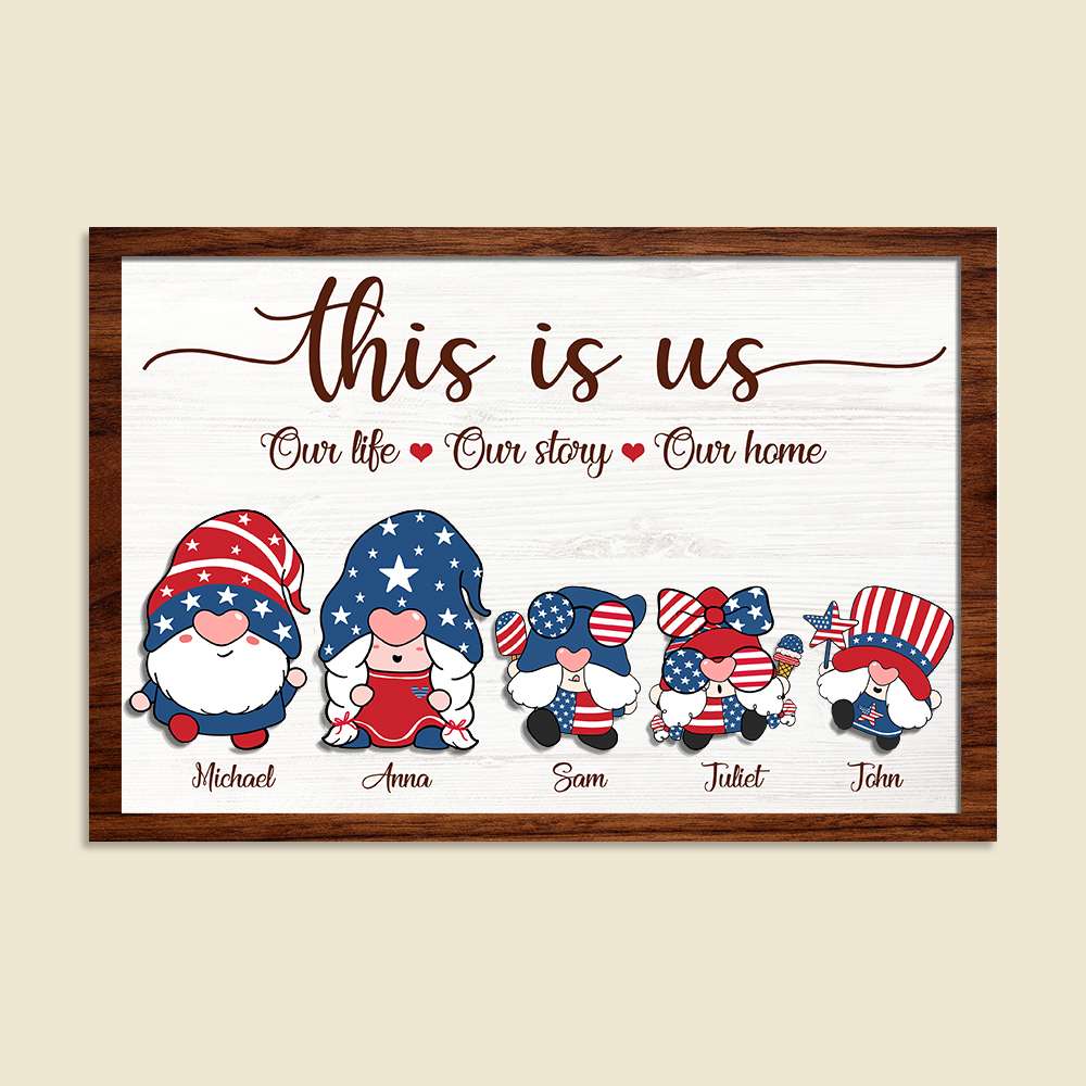 This Is Us Our Life Our Story Our Home Personalized Independence Day Layered Wood Sign Stand - Wood Sign - GoDuckee