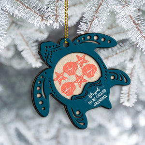 Blessed To Be Called Grandma. Personalized Turtle Grandma Wood Layer Ornament, Christmas Gift - Ornament - GoDuckee