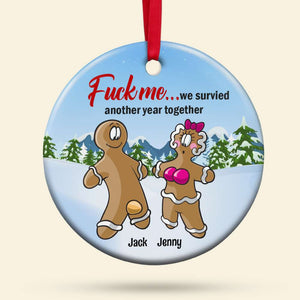 We survived another year together Personalized Couple Ornament, Christmas Tree Decor - Ornament - GoDuckee