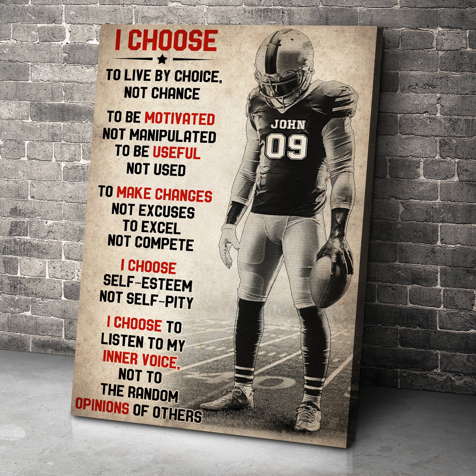 Football I Choose To Live By Choice Not By Chance, Personalized Wall Art Print - Poster & Canvas - GoDuckee