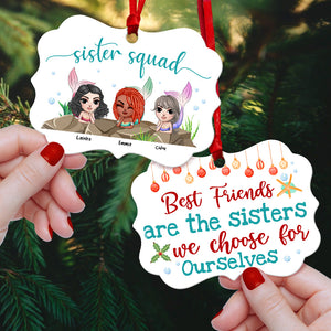 Mermaid Sister Squad, Bitches By Choice - Personalized Sister Friends Benelux Ornament - Gift For Soul Sisters - Ornament - GoDuckee