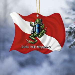 Scuba Diving Frogman - Personalized Christmas Ornament - Ornament - GoDuckee