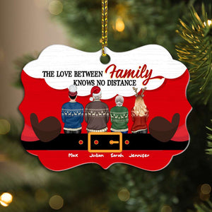 Love Between Family Knows No Distance, Personalized Family Medallion Wood Ornament, Christmas Gift - Ornament - GoDuckee