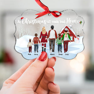 At Christmas All Roads Lead Home, Christmas Medallion Acrylic Ornament Gift For Family - Ornament - GoDuckee