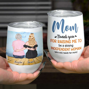 Mom, Thank You For Raising Me, Gift For Mom, Personalized Mug, Mom And Daughter Sitting Mug, Mother's Day Gift - Coffee Mug - GoDuckee