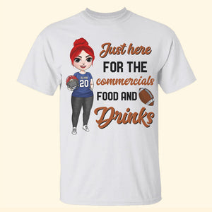 American Football Mom Just Here for the Commercials Food And Drinks Personalized Shirts - Shirts - GoDuckee