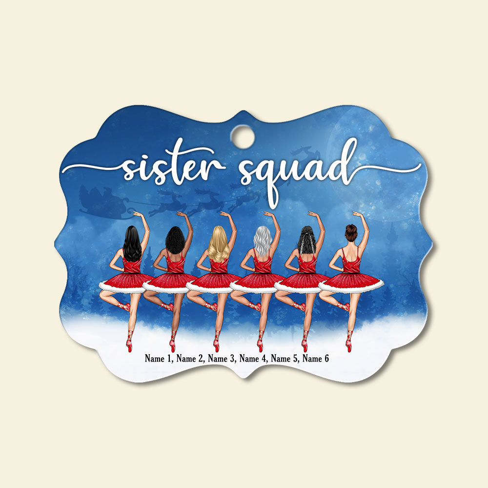Ballet Sister Squad - Personalized Sister Friend Benelux Ornament - Best Gift For Soul Sisters - Back Ballet Dancers - Ornament - GoDuckee