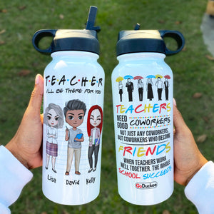 Personalized Teacher Besties Water Bottle - Teacher Need Good Coworkers - Water Bottles - GoDuckee