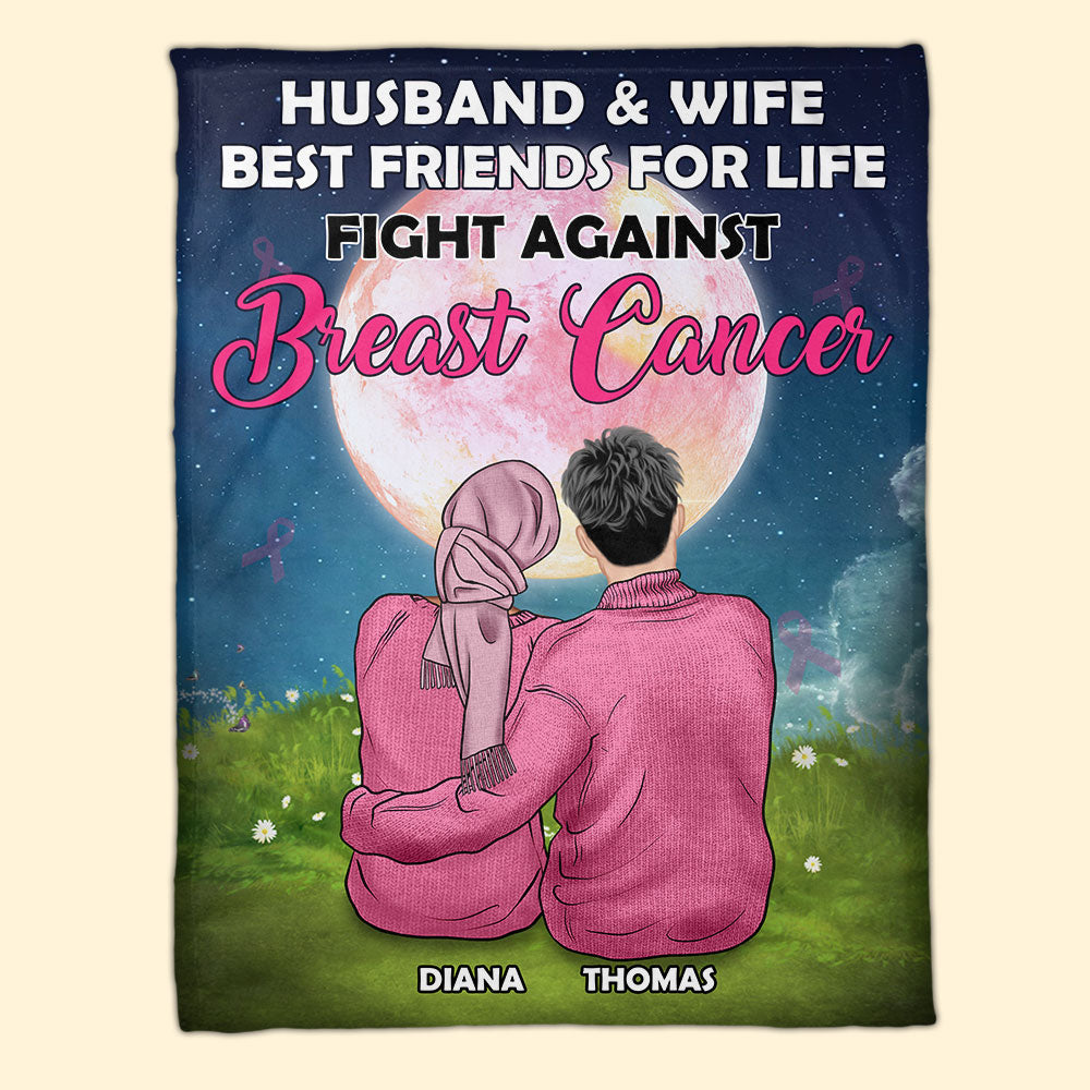 Breast Cancer Awareness - Personalized Pink Couple Blanket - Husband And Wife Fight Against Breast Cancer - Blanket - GoDuckee