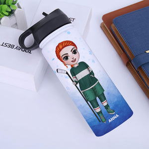 Personalized Hockey Girl Water Bottle - Classy Until the Puck Drops - Water Bottles - GoDuckee