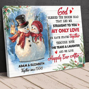 God Blessed The Broken Road That Led Me Straight To You Personalized Canvas Printed, Gift For Couple - Poster & Canvas - GoDuckee