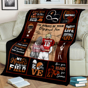 I'll Always Be Your Biggest Fan Personalized Football Couple Blanket, Personalized Gift For Football Fans - Blanket - GoDuckee