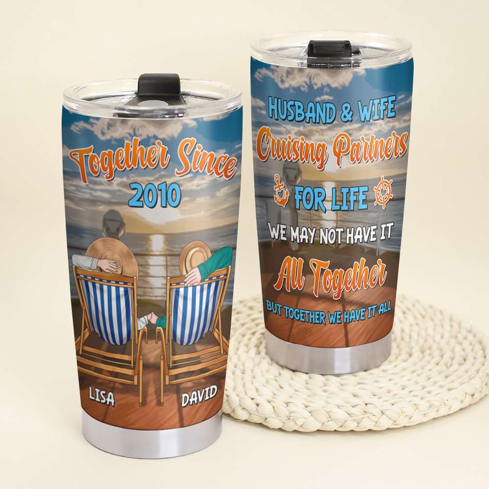 Husband and Wife Cruising Partners For Life Personalized Cruising Tumbler Cup, Gift For Couple - Tumbler Cup - GoDuckee