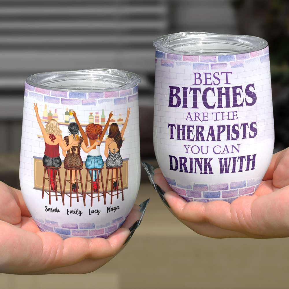 Bar Friends, Gift For Friends, Personalized Tumbler, Drinking Friends Tumbler - Wine Tumbler - GoDuckee