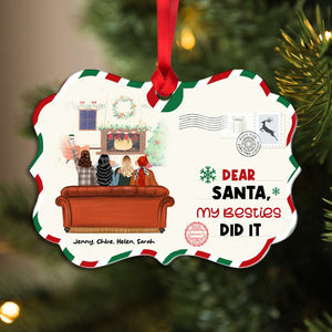 Dear Santa My Besties Did It, Personalized Friends Siblings Medallion Acrylic Ornament, Christmas Gift - Ornament - GoDuckee