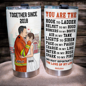 Personalized Firefighter Couple Tumbler - You Are The Love Of My Life - Tumbler Cup - GoDuckee