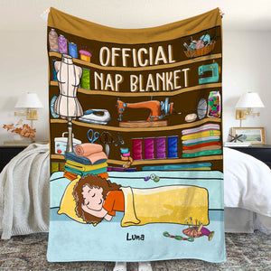 For Sewing Girl - Personalized Cartoon Sleeping Girl - Official Nap Blanket - Blanket - GoDuckee