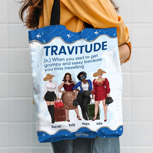 Travitude Definition - Personalized Tote Bag - Gift For Friends - Travelling Girls - Tote Bag - GoDuckee