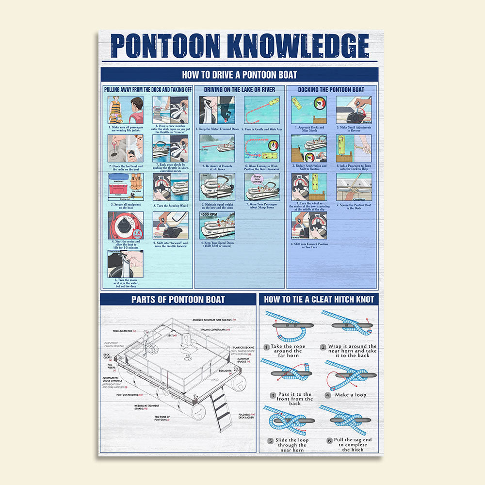 Pontoon Knowledge Poster - How To Drive A Pontoon Boat - Poster & Canvas - GoDuckee