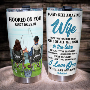 Personalized Fishing Couple Tumbler - I Love You To The Lake And Back - Tumbler Cup - GoDuckee