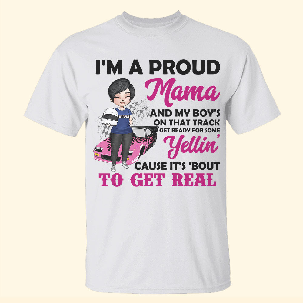 Racing Girl Mother's Day I'm A Proud Mama And My Boy's On That Track Personalized Shirt Gift For Loved Ones - Shirts - GoDuckee