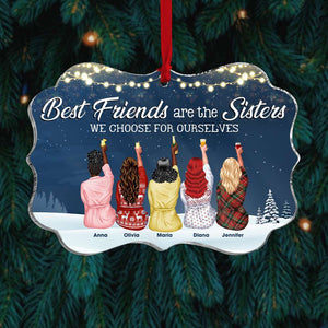 Best Friends Are The Sisters We Choose For Ourselves, Besties Christmas Gift Medallion Acrylic Ornament - Ornament - GoDuckee