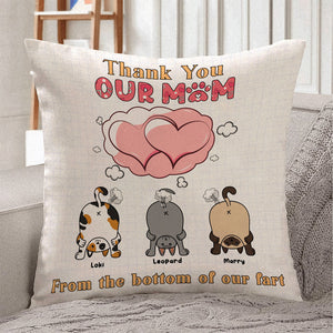 Thank You Our Mom, Personalized Square Pillow, Sleeping With Mom, Mother's Day, Birthday Gift For Cat Mom - Pillow - GoDuckee