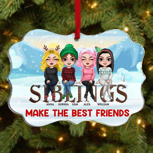 Siblings Make The Best Friends Personalized Ornament, Christmas Gift For Siblings - Ornament - GoDuckee