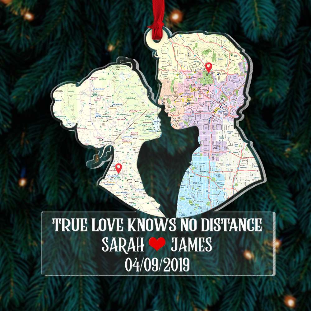 True Love Knows No Distance Personalized Acrylic Ornament - Ornament - GoDuckee
