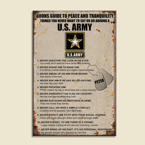 Boons Guide To Peace And Tranquility - Personalized Veteran Metal Sign - Custom Military Branches - Metal Wall Art - GoDuckee