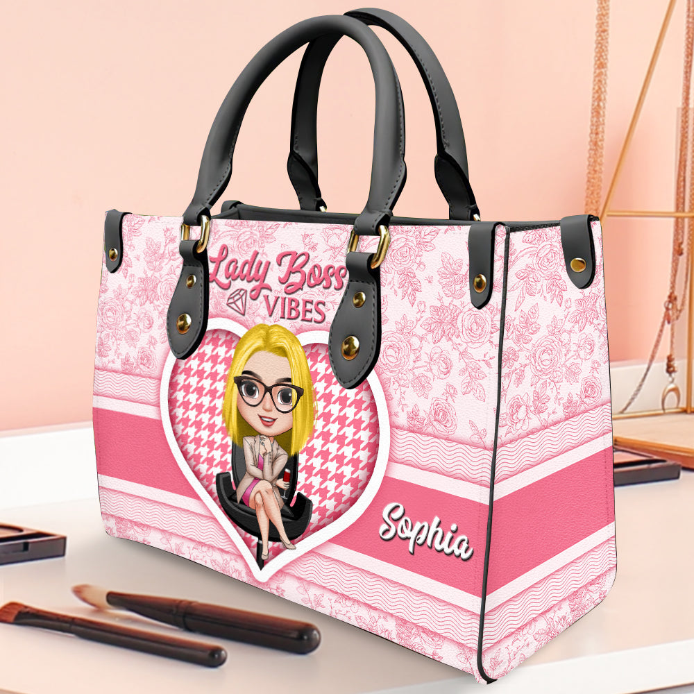 Just A Girl Boss Building Her Empire, Personalized Boss Leather Bag 02 -  GoDuckee