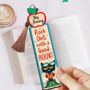 Teacher Rock Out With A Good Book! - Personalized Wooden Bookmark - Bookmarks - GoDuckee