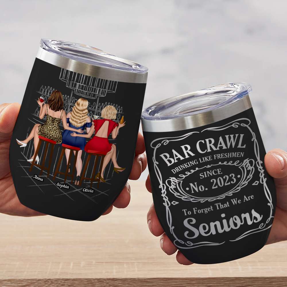 Bar Crawl, Personalized Tumber, Gift For Drinking Friends - Wine Tumbler - GoDuckee