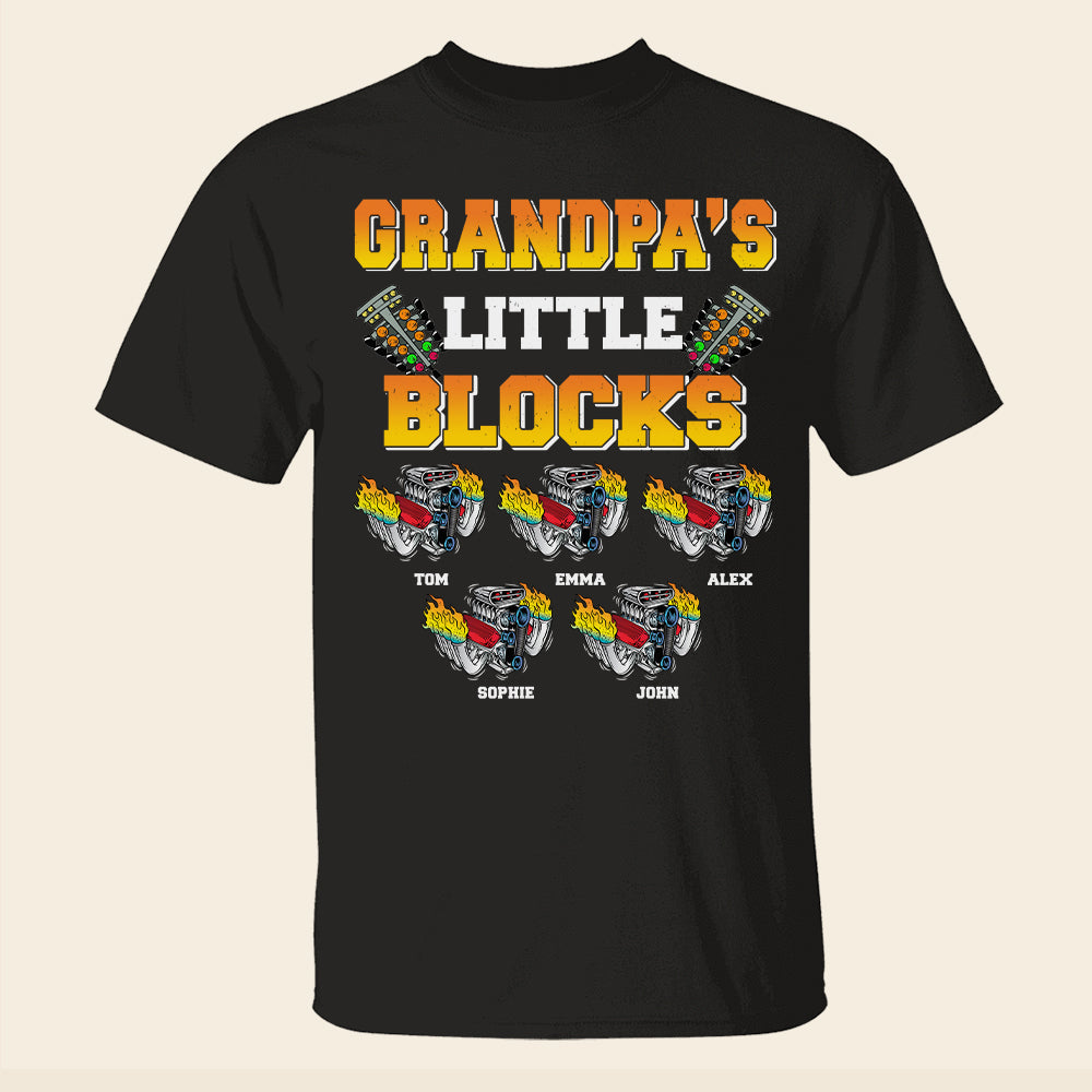 Grandpa's Little Blocks Personalized Drag Racing Shirts, Gift For Dad,Grandpa - Shirts - GoDuckee