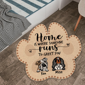 Dog's Paw Shape Doormat - Personalized Dog Breeds - Home Is Where Someone Runs To Greet You - Doormat - GoDuckee