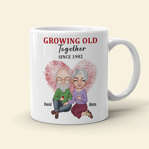 Growing Old Together Personalized Old Couple Mug, Gift For Couple - Coffee Mug - GoDuckee
