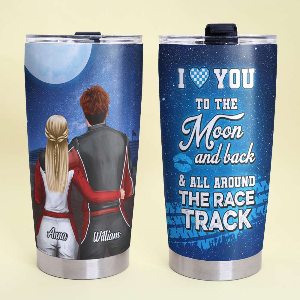 Personalized Racing Couple Tumbler, I Love You To All Around The Race Track dtracing2104 - Tumbler Cup - GoDuckee