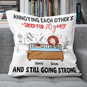 Annoying Each Other's Sleep, Gift For Couple, Personalized Pillow, Funny Couple Pillow, Anniversary Gift - Pillow - GoDuckee