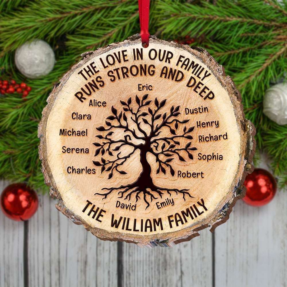 Family Tree The Love In Our Family, Personalized Wood Ornament - Ornament - GoDuckee