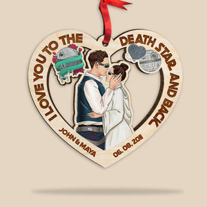 I Love You To The Death And Back, Couple Kissing Personalized Wood Ornament Christmas Gift - Ornament - GoDuckee