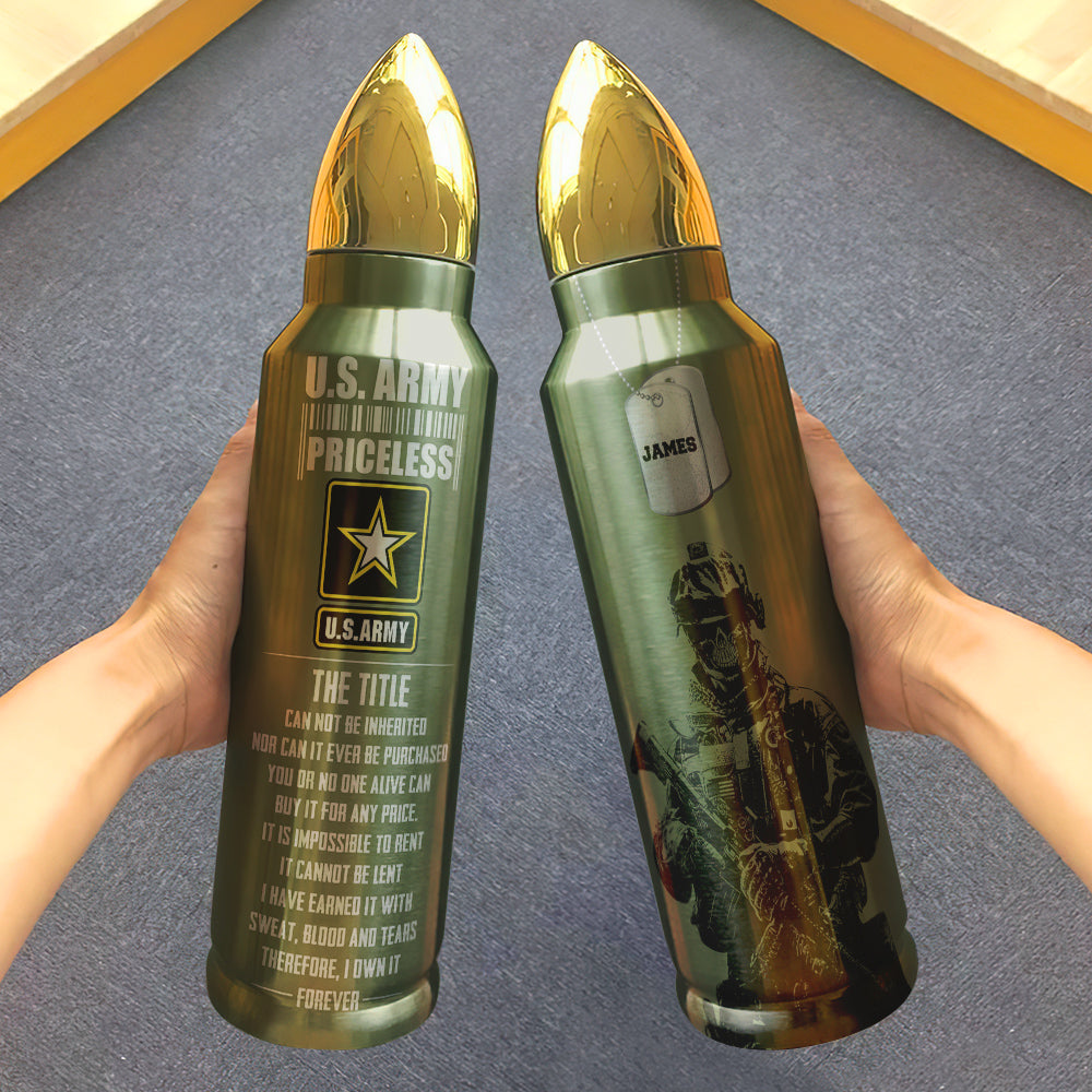 US Army The Priceless Title, Personalized Veteran Bullet Tumbler, Custom Military Unit - Water Bottles - GoDuckee
