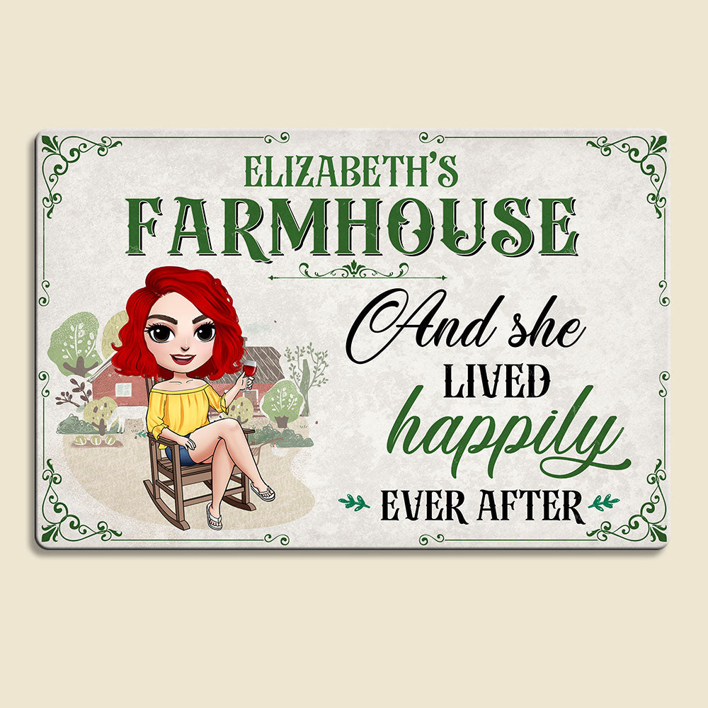 And She Lived Happily Ever After Personalized Farmer Metal Sign - Metal Wall Art - GoDuckee