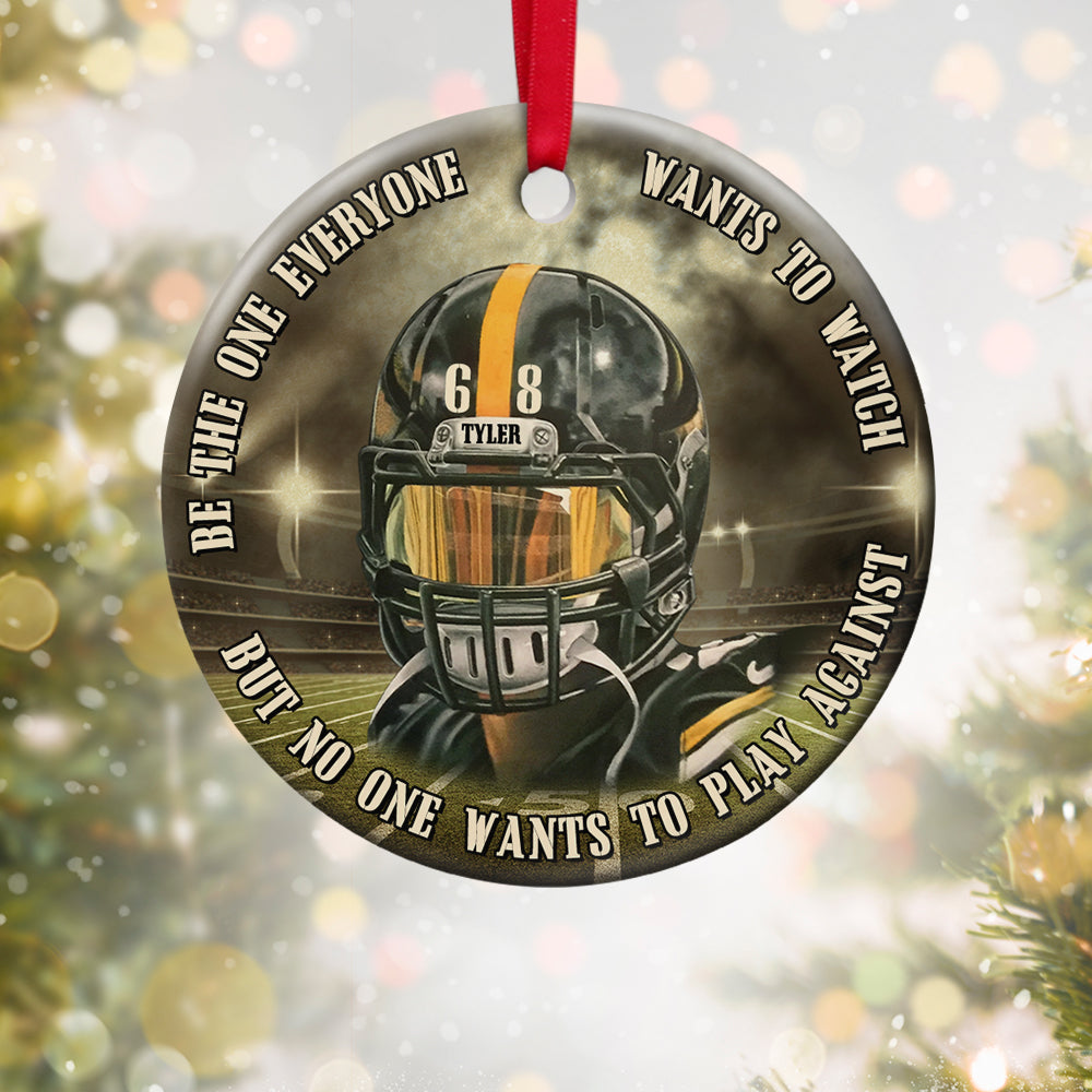Football Boys With Vintage Stadium Background Custom Helmet Color Ornament - Ornament - GoDuckee