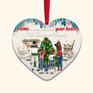 Home Is Where You Hang Your Heart, Personalized Acrylic Custom Shape Ornament Christmas Gift For Family - Ornament - GoDuckee