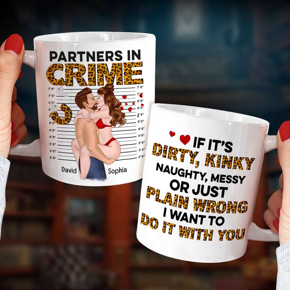 Partners In Crime Leopard, Make Love Kissing Couple Personalized Coffee Mug - Coffee Mug - GoDuckee
